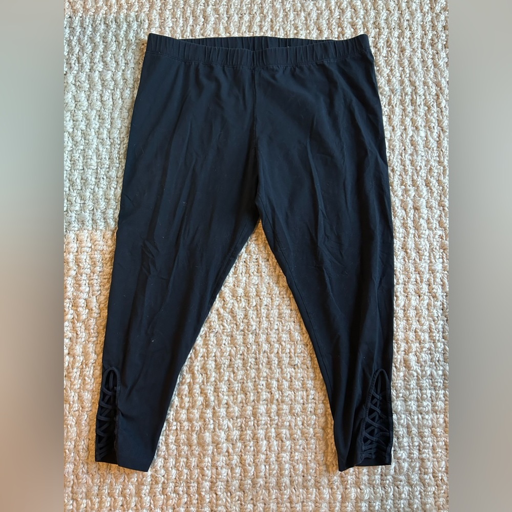 SOFT SURROUNDINGS black sweatpants leggings cotton ankle crop capri joggers 2X - Picture 1 of 8